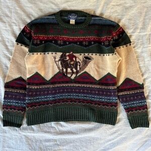 Woolrich Woman Vintage Equestrian Hunter Sweater 100% Wool